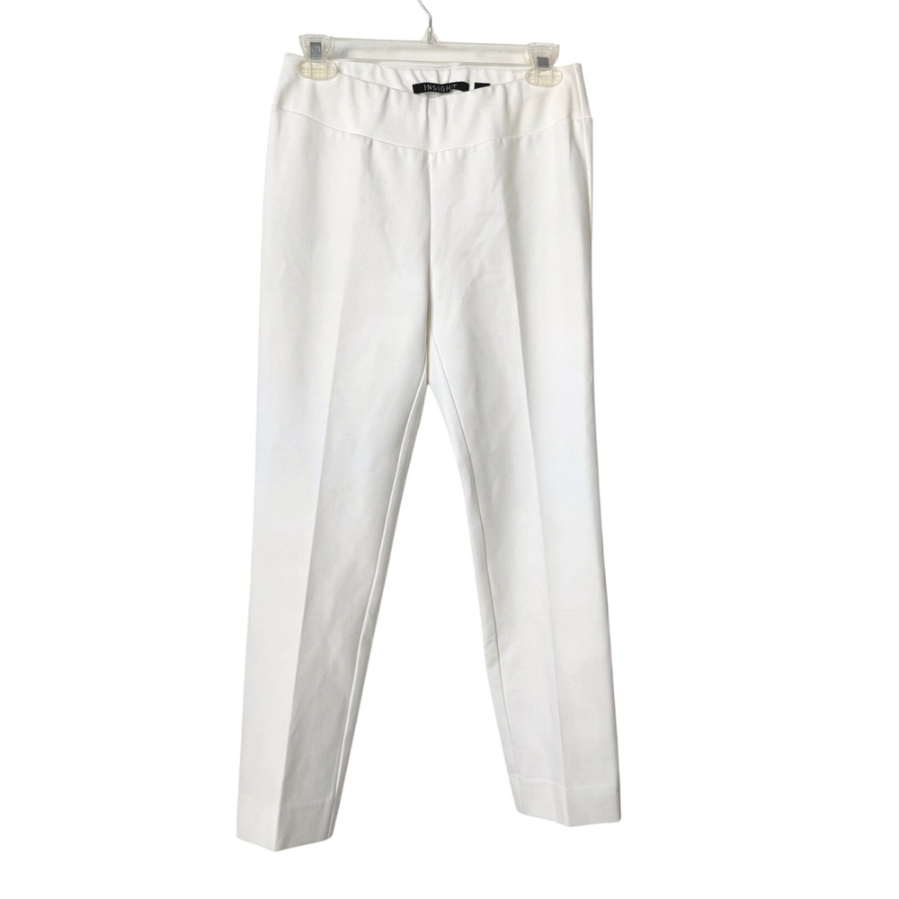 Insight Womens White Pull On Straight Leg Dress Pants Size 4 Professional Work